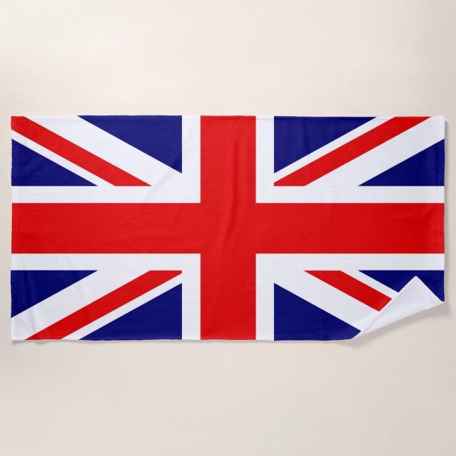 British flag design with name beach towel (Front)