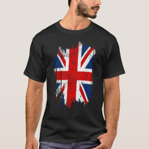 British Flag Distressed Design Men's Black T-Shirt