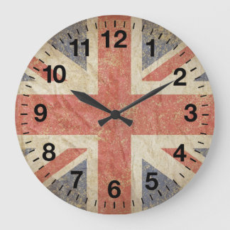 British Flag Distressed Large Clock