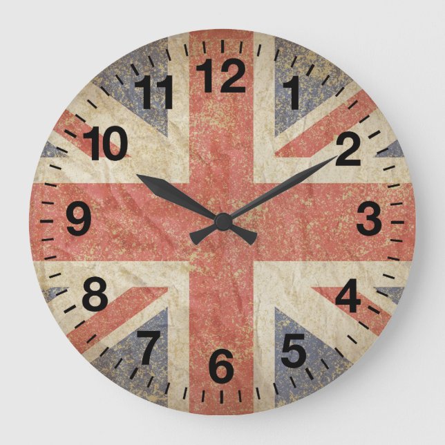 British Flag Distressed Large Clock (Front)