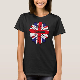 British Flag England Uk Britain Sunflower London U T-Shirt