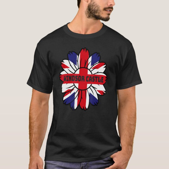 British Flag England Uk Sunflower Windsor Castle U T-Shirt (Front)