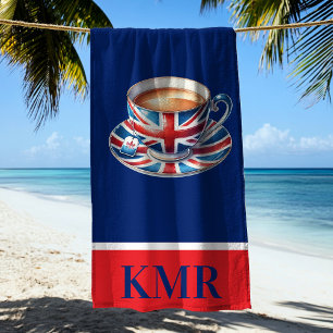 British Flag English Teacup Monogram Beach Towel