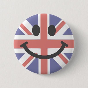 British Flag face 6 Cm Round Badge