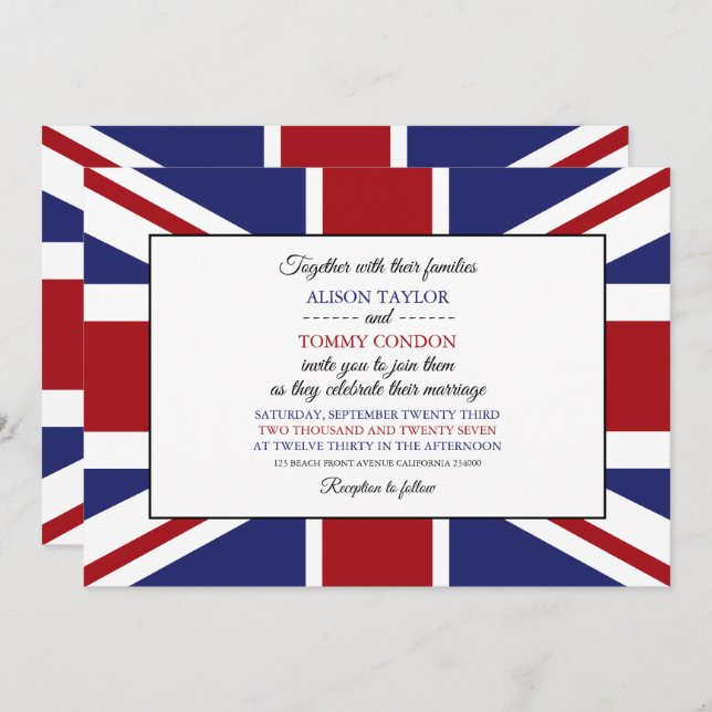 British Flag, Flag of Northern Ireland Wedding Invitation (Front/Back)