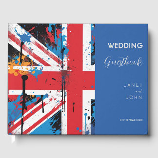 British Flag Graffiti Wedding Guest Book