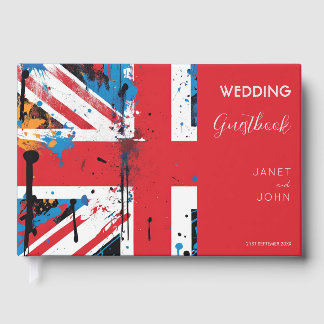 British Flag Graffiti Wedding  Guest Book