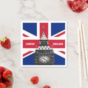 British Flag Napkins, Big Ben, holiday London, UK Napkin