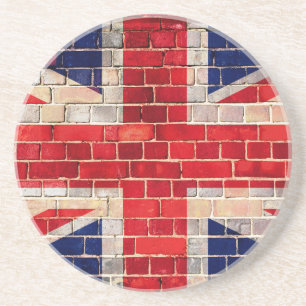 British flag on a brick wall coaster