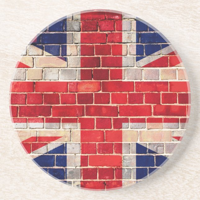 British flag on a brick wall coaster (Front)