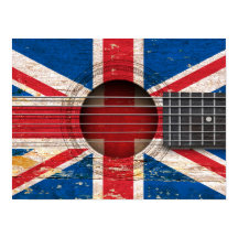 British Flag on Old Acoustic Guitar