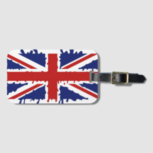 British flag paint splash luggage tag