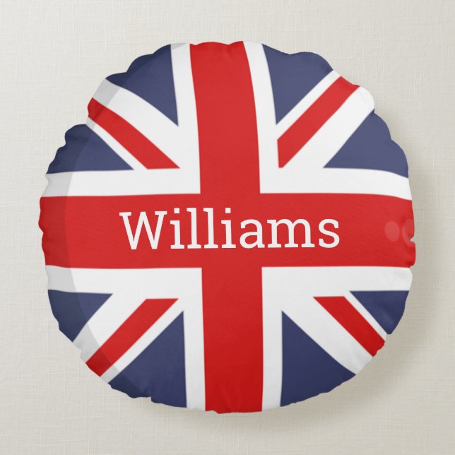 BRITISH Flag Personalised Round Cushion (Front)