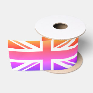 British Flag Ribbon, Rainbow, United Kingdom Satin Ribbon
