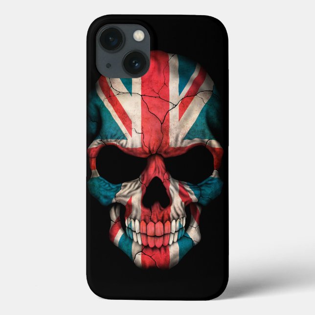 British Flag Skull on Black Case-Mate iPhone Case (Back)