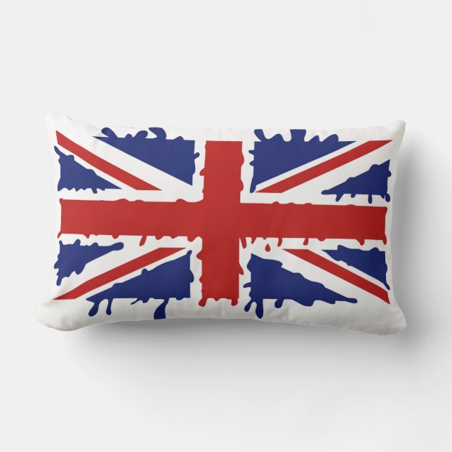 British flag splash paint lumbar cushion (Front)