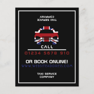 British Flag Taxi Cab Logo with Price List Flyer