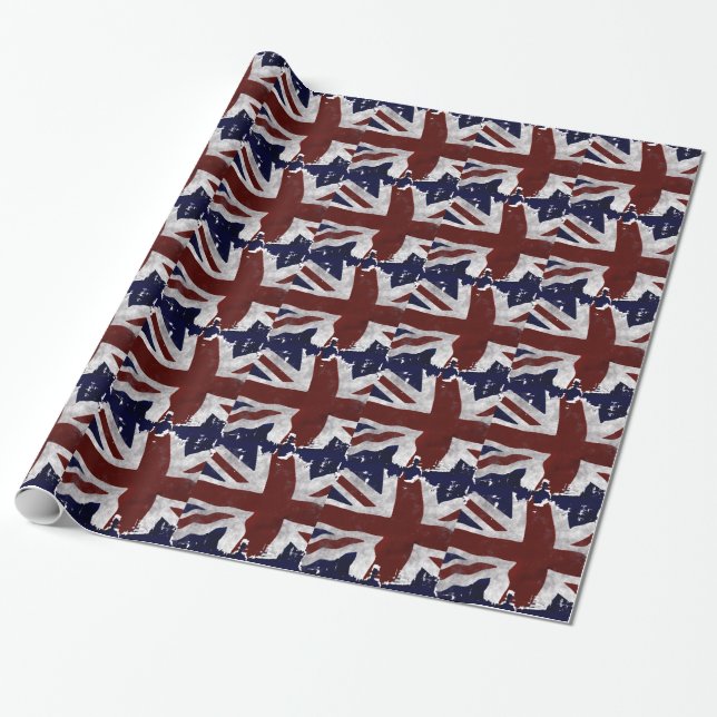 British Flag, Union Jack, Patriotic Design Wrapping Paper (Unrolled)