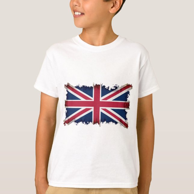British Flag, Union Jack, Patriotic Grunge T-Shirt (Front)