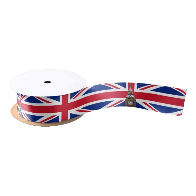 British Flag & United Kingdom Big Ben London/sport Satin Ribbon (Spool)