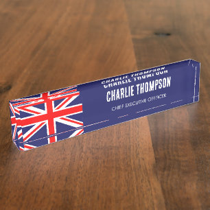 British Flag, United Kingdom Office Nameplate