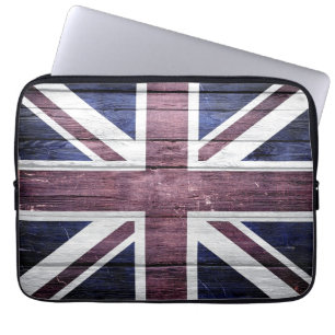 British Flag Vintage Wood Laptop Sleeve