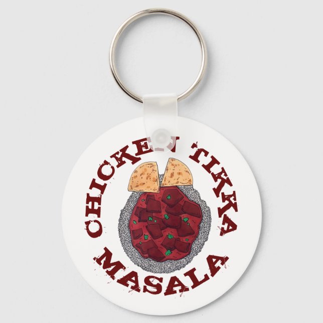 British Food Indian Takeaway Chicken Tikka Masala Key Ring (Front)
