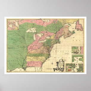 British French America Map 1755 Poster