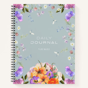 British Garden Mist Blue Bloom Notebook