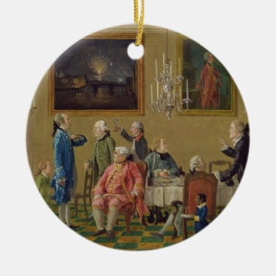 British gentlemen at Sir Horace Mann's home in Flo Ceramic Tree Decoration