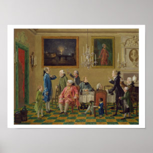British gentlemen at Sir Horace Mann's home in Flo Poster