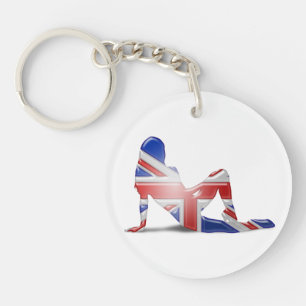 British Girl Silhouette Flag Key Ring