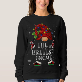 British Gnome Buffalo Plaid Christmas Tree Light Sweatshirt