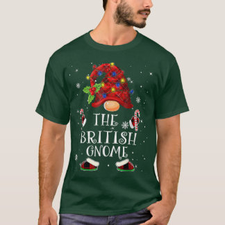British Gnome Buffalo Plaid Christmas Tree Light  T-Shirt