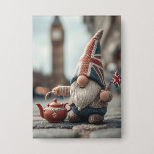 British Gnome with Union Jack Hat and Teapot