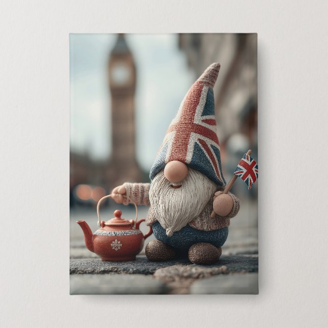 British Gnome with Union Jack Hat and Teapot  (Front)
