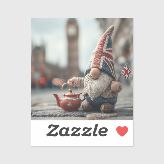 British Gnome with Union Jack Hat and Teapot  (Sheet)
