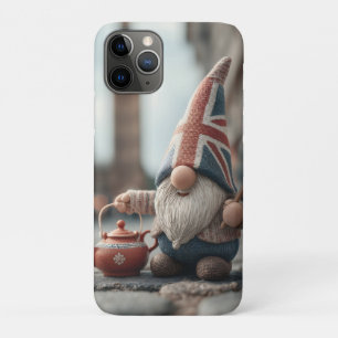 British Gnome with Union Jack Hat and Teapot iPhone 11 Pro Case