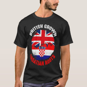 British Grown Croatian Roots Vintage Flags for Men T-Shirt