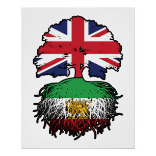 British Grown Iranian Roots Lion and Sun Poster