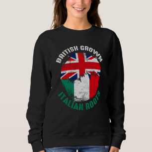 British Grown Italian Roots Vintage Flags for Men  Sweatshirt
