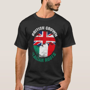British Grown Italian Roots Vintage Flags for Men  T-Shirt