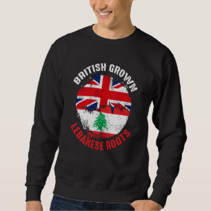 British Grown Lebanese Roots Vintage Flags for Men Sweatshirt