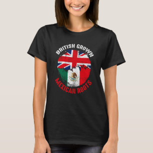 British Grown Mexican Roots Vintage Flags for Men  T-Shirt