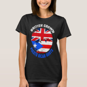 British Grown Puerto Rican Roots Vintage Flags for T-Shirt