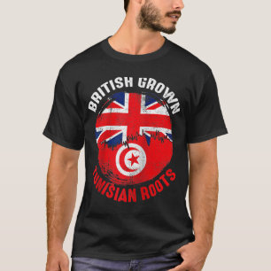 British Grown Tunisian Roots Vintage Flags for Men T-Shirt