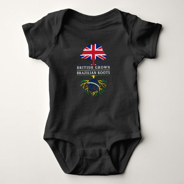 British Grown with Brazilian Roots   Brazil Design Baby Bodysuit (Front)