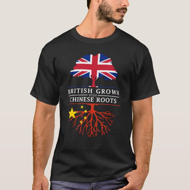 British Grown with Chinese Roots   China Design T-Shirt (Front)