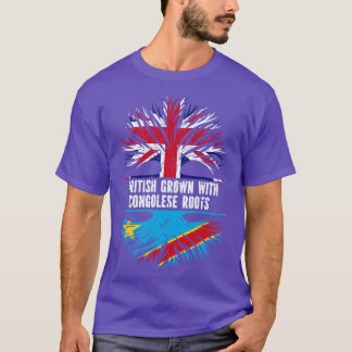 British Grown with Congolese Roots UK Flag England T-Shirt