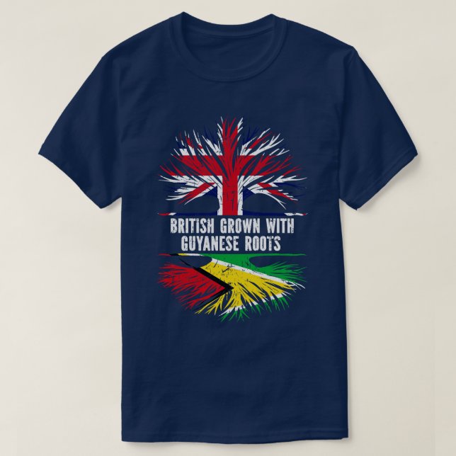 British Grown with Guyanese Roots UK Flag England  T-Shirt (Design Front)